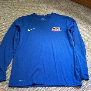 Nike Men's USA Hockey Blue Long Sleeve Tee